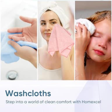 HOMEXCEL Microfiber Washcloths 24 Pack, Highly Absorbent and Soft Face Towel, Multi-Purpose Wash Cloths for Bathroom, Hotel, Spa, Gym, and Kitchen, 12x12 Inch - Image 6