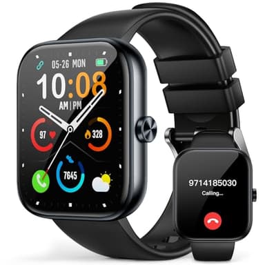 Smart Watch(Answer/Make Call), 1.83" Smartwatch for Men Women, 110+ Sport Modes, Heart Rate/Sleep/Spo2 Monitor, IP68 Waterproof, Pedometer, HD Touchscreen, Activity Tracker for Android iOS, Black - Image 1