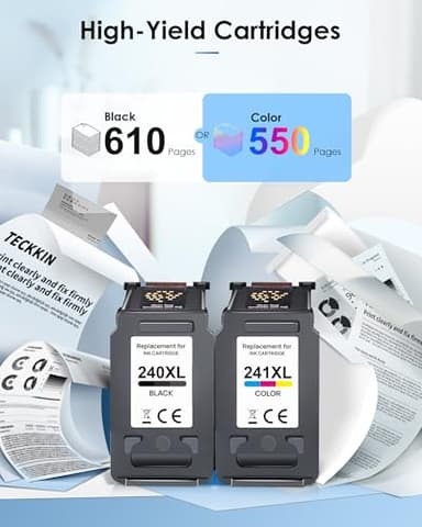 TECKKIN PG-240XL/CL-241XL Ink Cartridges Replacement for Canon 240XL 241XL Combo Pack 240 241 Printer Ink for PIXMA MG3620 MG3600 TS5120 TS5100 MG3220 MG3520 MG2120 MX472 (1 Black, 1 Tri-Color) - Image 3