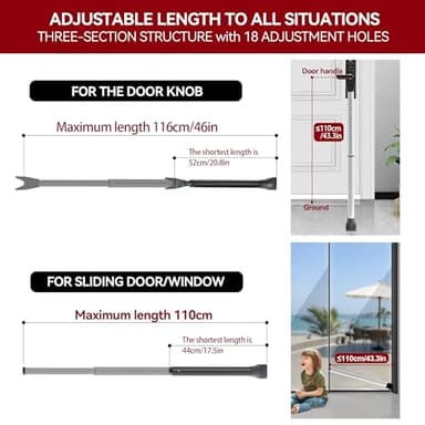 AceMining Upgraded Door Security Bar & Sliding Patio Bar, Heavy Duty Stoppers Adjustable Jammer for Home, Apartment, Travel (1 Pack,White) - Image 3