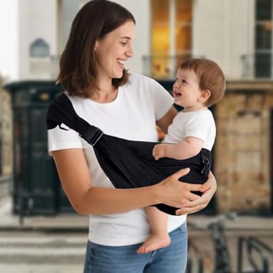 Baby Sling Carrier,Baby Carrier Newborn to Toddler Carrier Essentials Safety Non-Slip Baby Half Wrapped Sling Hip Holderr Carrying 8-35lbs(Black) - Image 6
