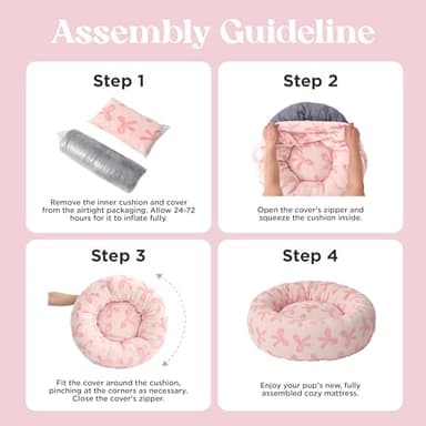 LE SURE Donut Large Dog Bed - Round Cat Beds for Indoor Anti-Anxiety Calming Pet Beds, Washable Cute Modern Beds with Jacquard Shaggy Plush & Anti Slip Bottom, 36 Inch, Pink Taffy - Image 4