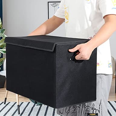 popoly Large Toy Box Chest Storage with Flip-Top Lid, Collapsible Kids Storage Boxes Container Bins for Toys, Playroom Organizers, 25"x13" x16" (Linen Black) - Image 5