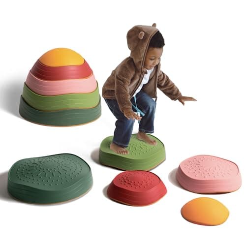 makarci Balance stepping stones for kids, non-slip toddlers sensory toys outdoor or indoor play, promoting motor skills and confidence, Obstacle Course Coordination Toys for children age 3 4 5 6 7+ - Image 1