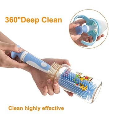 Chemimoso Multifunctional Cleaning Brush, Baby Bottle Brush, Bottle Brush Cleaner, Rotate The Suction Cup to Obtain The Small Bristle Brushes, Set Z, Pink, Silicone and Nylon Brush - Image 6