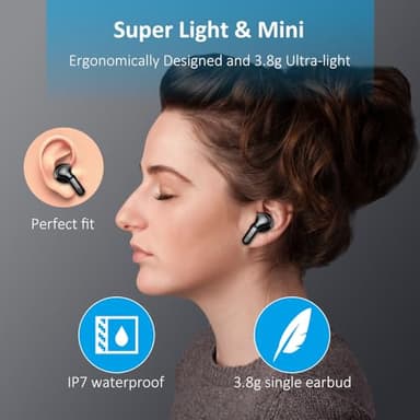 Wireless Earbuds, Bluetooth Headphones 2025 NEW Ear Buds 40H Bass Stereo in-Ear Earphones ENC Noise Cancelling 5.3 Earbuds with 4 HD Mic, USB-C LED Display IP7 Waterproof Sport Headset for Android iOS - Image 5