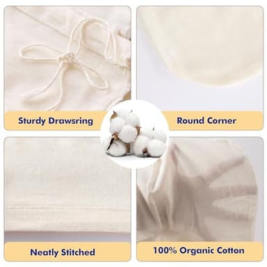 9 PCS Cheese Cloth Bag for Straining, 14x14 Inch Nut Milk Bags, 100% Cotton Unbleached Muslin Cloth Strainer for Cooking, Baking, Juicing, Cheese Making - Image 3