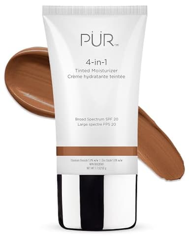 PUR Beauty 4-in-1 Tinted Moisturizer with SPF 20 - Hydrating Skin Tint Face Moisturizer, Primer & Foundation with Shea Butter, Aloe Vera & Vitamin B3 - Vegan Friendly, Paraben Free (Dark) - Image 1