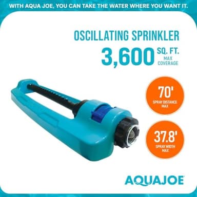 Aqua Joe SJI-OMS16 Indestructible Oscillating Sprinkler with Adjustable Spray and Metal Base, 3600 Sq. Ft. Coverage Max, 70-Foot Spray Distance Max, and 37.8-Foot Spray Width Max - Image 7