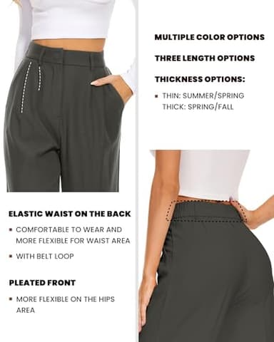 FUNYYZO Women's Wide Leg Pants High Elastic Waisted in The Back Business Work Trousers Long Straight Suit Pants - Image 3
