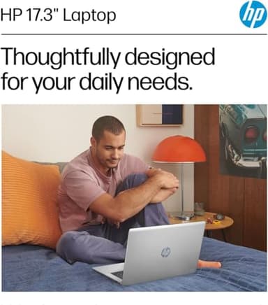 HP 17 inch Laptop Computer - 17.3" FHD IPS Display, AMD Ryzen 5 7430U 6-Cores Processor, 16GB RAM, 1TB SSD, Windows 11 Pro, Office Lifetime License, CD/DVD Drive - Image 3