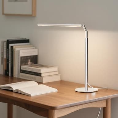 ALFELE Metal Desk Lamp for Home Office - Foldable LED Table Lamp for Reading, 4 Color & 6 Brightness, 15W Dimmable Desk Light with Flexible Arm, Eye-Caring Desktop Lamp for College Dorm, Silver - Image 8