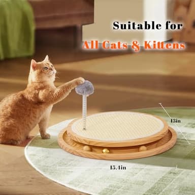 LMUGOOS Cat Scratcher, Cat Natural Sisal Scratching Pad, Kitten Interactive Toy with Ball Track Spring Ball for Chasing Hunting Mental Physical Exercise Puzzle - Image 6