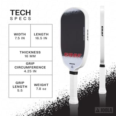 JOOLA GRAF Edge 16mm Pickleball Paddle - Carbon Fiber Pickleball Racket for Increased Spin & Control - Agassi Shape for Power & Precision - UPA-A Certified - USAP Approved - NFC Chip Enabled - Image 2