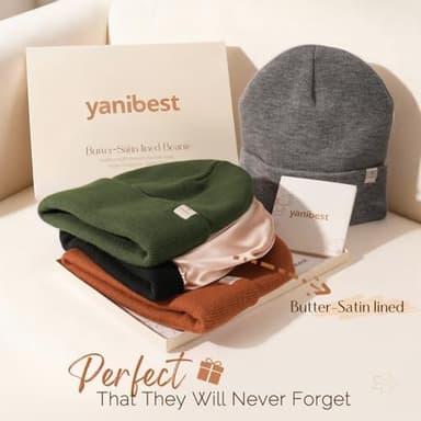 YANIBEST Satin Lined Beanie for Women Reduce Frizz Winter Hats for Women Men Silk Lining Soft Slouchy Warm Cuffed Less Static - Image 6