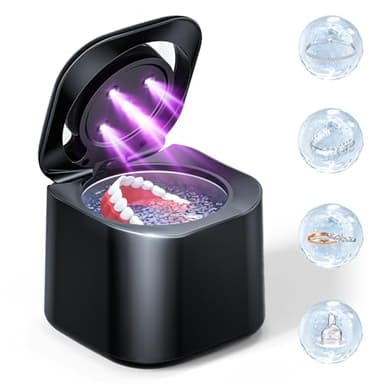 Ultrasonic Retainer Cleaner, 48kHz Retainer Cleaner Machine for Dentures, Night Mouth Guards, Jewelry, Aligner, Braces, 30W Dental Cleaning Pod with Digital Timer, 180ML, Dual Cleaning Mode - Image 1