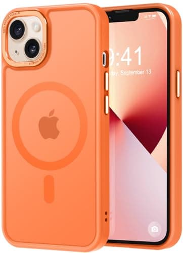 Thomo Strong Magnetic for iPhone 13 Case & iPhone 14 Case [Compatible with Magsafe] Translucent Matte Slim Shockproof Women Girl Anti-Fingerprint Protective Case for iPhone 14/13 6.1", Orange - Image 1