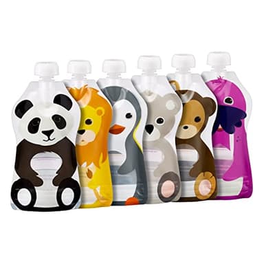 Squooshi Reusable Baby Food Pouches for Toddlers | BPA Free Plastic, Food Safe, Freezer Safe | Refillable for Applesauce Yogurt & Puree Squeeze Pouch | 6 Pack | 5 oz - Image 1