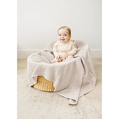 Konssy Waffle Baby Blanket - Soft & Cozy Nursery Swaddle Blanket, Lightweight Toddler Throw for Boys & Girls, Ideal for Wrapping (Oat) - Image 6