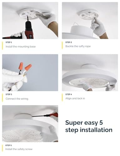 Orison Smart Bladeless Low Profile Ceiling Fan with LED-RGB Ambient Lighting Compatible with Alexa/Google Assistant/App Control, 6-Speed Color Change, Quiet Operation with Remote &App,19.7" (White) - Image 7