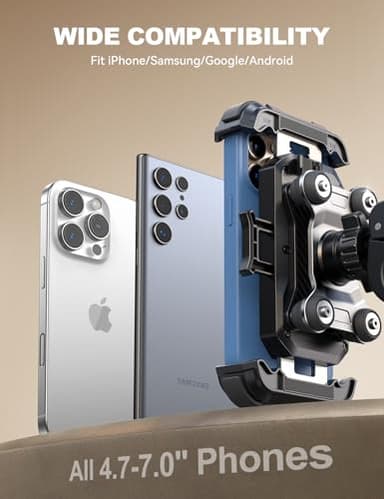 JOYROOM Motorcycle Phone Mount Holder - [Dual Vibration Dampener] 150mph Anti-Shock Phone Holder for Motorcycle [Upgrade Metal Handlebar Clamp] - Bicycle Bike Phone Holder Mount for 4.7-7" Cell Phones - Image 7