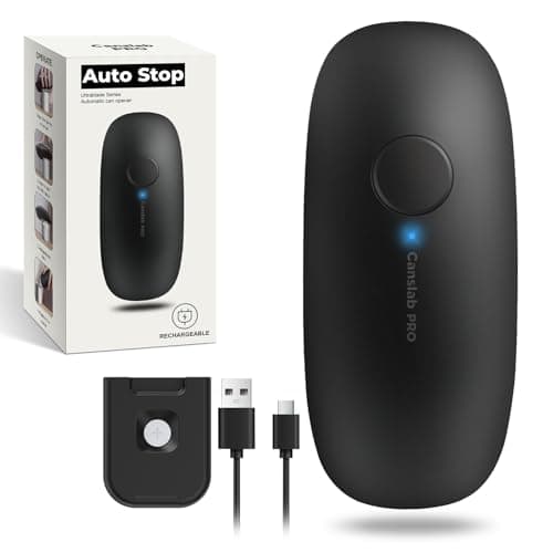 Canslab Ultrablade PRO Auto Stop Can Opener - Rechargeable Electric Can Opener for Kitchen for Seniors with Arthritis - One Touch Side Cut Opener, Smooth Edge, Handfree, Wall Mounted Small Size, Black - Image 1
