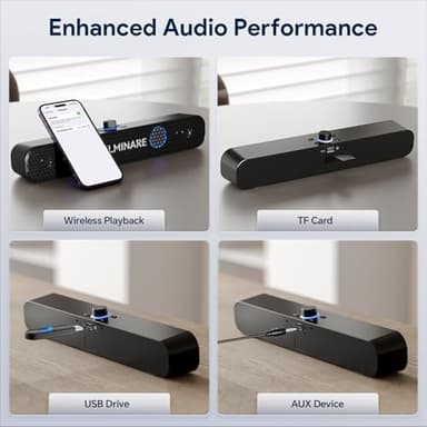 FULMINARE Bluetooth Speaker with 26W HD Sound, Portable Speaker Up to 30H Playtime, AUX&TF-Card&USB Input, LED Lights, Speakers Bluetooth 5.3 Wireless for Home/Party/Outdoor, (Black) - Image 4