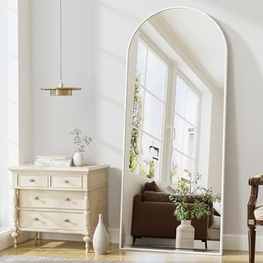 ZMYCZ Mirror Full Length, 71"x26" Arched Full Length Mirror, Arch Mirror with Stand, Large Standing Mirrors, Oversized Full Body Mirrors with Aluminum Frame for Bedroom, Living Room (White) - Image 3