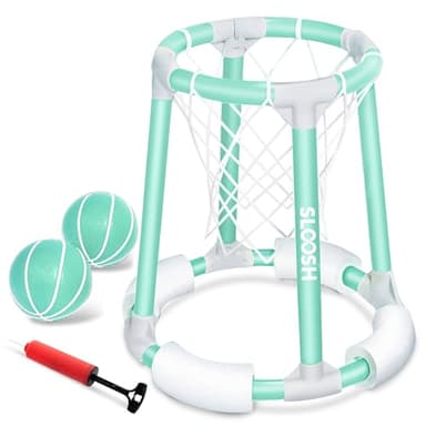 Sloosh Pool Basketball Hoop Toys, Floating Basketball Pool Game, Swimming Floats Toys with Balls Pump, Summer Outdoor Water Play Toy for Kids and Adults (Green) - Image 1