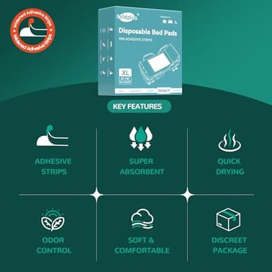 MILDPLUS Bed Pads with Adhesive Strips 30''X36'', 30 Count | Extra Large XL Underpads | Secure & Waterproof Chucks for Incontinence Care | for Adults, Seniors, Kids & Pets - Image 5