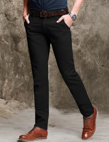 Match Men's Slim Fit Tapered Stretchy Casual Pants (32W x 31L, 8050 Black) - Image 6
