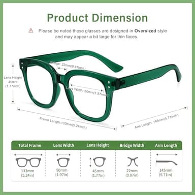 Madison Avenue Blue Light Blocking Glasses Oversized Fashion Blue Light Glasses for Women Anti Eyestrain & UV Protection Computer Eyeglasses (Green) - Image 4