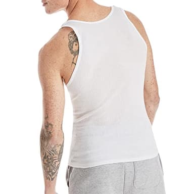 Hanes Men's Pack, Moisture-Wicking Ribbed, Lightweight Cotton Tank Undershirts, White , Large, 6 Count ( Pack of 1) - Image 5