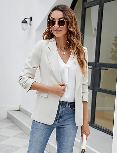 Blooming Jelly Womens Dressy Casual Shirts Short Sleeve V Neck Work Blouse Business Casual Summer Tops 2025(Medium, White) - Image 4