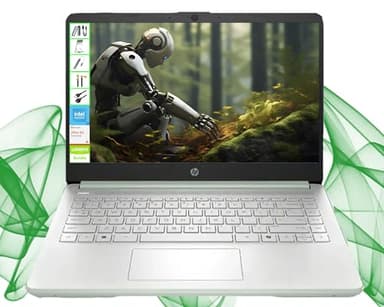 HP Laptop with Microsoft Office and 1TB Cloud Storage (1-Year) | 14 inch HD Computer | 16GB RAM | 128GB UFS & 128GB Portable SSD| Intel 4-Core CPU(Beat i3-10110U)| Windows 11 Home in S Mode| LE Bundle - Image 1