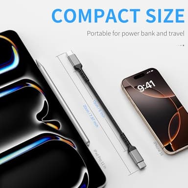 6 Inch USB C Charger Cord, 2 Pack Short USB C to C Cable Braided Fast Charging USBC Cable Compatible with iPhone 15 Samsung Galaxy S23 Ultra Google Pixel - Image 6