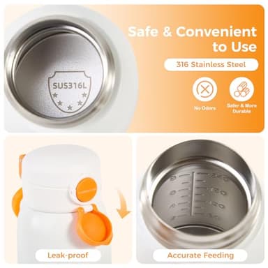 Portable Bottle Warmer for Travel, 12oz Large Capacity Fast Heating Breast Milk, Water & Formula On The Go Baby Bottle Warmer Accurate Temp Control with 4 Levels Long Battery Life for Car & Airplane - Image 7