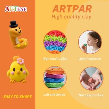 ARTPAR Air Dry Clay Kits for Kids-Modeling Magic Clay,12 Animals DIY Molding Clay Art Crafts Set,Ultra Light & Soft, Safe & Non-Stick with Sculpting Tools & Tutorials, Unique Gifts for Boys & Girls - Image 5