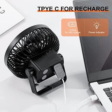 Odoland Camping Fan with LED Lantern, Rechargeable Battery Operated Fan with Hang Hook, Portable Camp Tent Fan, USB Table Fan with Light for Outages Hurricane Emergency - Image 7
