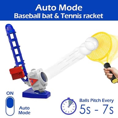 iPlay, iLearn Kids Pitching Machine Toys, 2 in 1 RC Baseball Tennis Pitcher, Auto Ball Launching Bat, Boy Outdoor Outside Sports Backyard Game, Birthday Gift 5 6 7 8 10 12 Yr Youth-Partially Assembled - Image 3