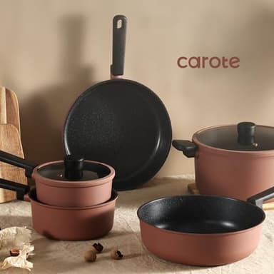CAROTE Non Stick Pots and Pans Set, Cookware Sets Nonstick, Kitchen Cooking Set with Stay-Cool Handles,with Silicone Tools and Pot Protectors,14 Piece - Image 7