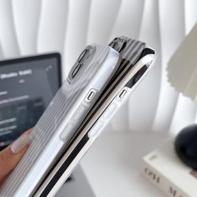 Yeddabox for iPhone 13 Case Cute Striped Phone Case Soft TPU Slim Shockproof Phone Cover for Women Girls, Blue and White - Image 4