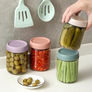 NETANY 4-pack 16oz Glass jars with Airtight Lids, Overnight Oats Containers with Lids, Wide mouth Mason Salad jars, Glass Food Storage Containers for Snacks Yogurt Spice Sugar - Image 4