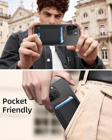 for MagSafe Wallet, Stronger Magnetic Wallet for iPhone 17/16/15/14/13/12 Series, 7 Cards Holder, Magnetic Phone Wallets, Vegan Leather Minimalist Slim RFID for iPhone Wallets, 1 Slot, Black & Black - Image 7