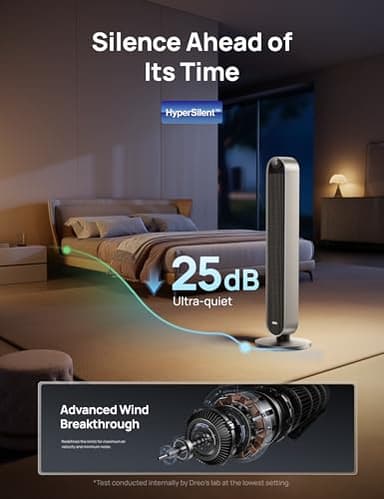 Dreo Tower Fan for Bedroom, 42 Inch 120° Oscillating Fan, 25dB Quiet DC Motor, 28ft/s Velocity Bladeless Standing Fan with 12 Speeds, 4 Modes, 12H Timer Cooling Fans for Home, Living Room, Pilot Max S - Image 5