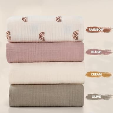 guruixu 2 Pack Muslin Baby Lounger Cover, 100% Cotton Infant Lounger Cover for Baby Boys and Girls (Dusty Pink,Cream) - Image 3