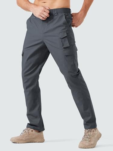 Winvote Men's Cargo Work Pants Water Resistant Tactical Pants 31" Lightweight Hiking Ripstop Pants Outdoor Apparel Grey 34 - Image 2