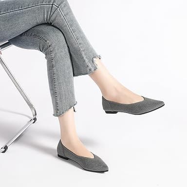 Semwiss Women's Ballet Flats Comfortable Casual Dressy Shoes,Work Flats Office Shoes Pointed Toe Leopard Flats Grey Size 10 - Image 4