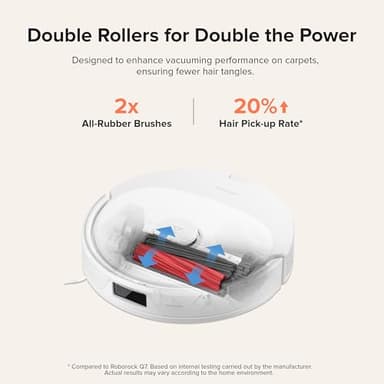 roborock Q8 Max+ Robot Vacuum and Mop, Self-Emptying, Hands-Free Cleaning for up to 7 Weeks, Reactive Tech Obstacle Avoidance, 5500 Pa Suction, DuoRoller Brush, APP-Controlled Mopping, White - Image 6