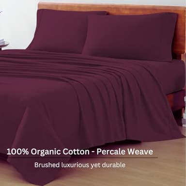 LANE LINEN Sustainably Produced 100% Organic Cotton Twin Bed Sheet Set, Soft & Breathable Naturally Cool Temperature Regulating Twin Sheet Set, Low Pilling Fade Resistant Bed Sheets- Windsor Wine - Image 3